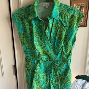 Kut from the Kloth Green and Blue Patterned Dress